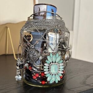Mystery Jewelry Jar with Silver And Multicolored Accents